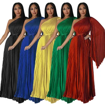 2023 Африканские Платья для Женщин, Весна-Лето, Африканские Женщины, Однотонное Красное Черное Золотое Зеленое Длинное Платье, Макси-Платье, Африканская Одежда