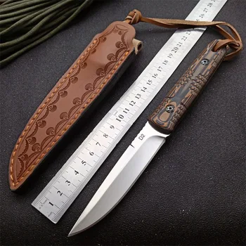 Trskt D2 Janpan Карманный Нож Для Выживания В Кемпинге, Спасательные Рыболовные Кухонные Ножи, Уличный Инструмент С Кожаными Ножнами, Прямая Поставка