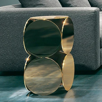 итальянский стиль, роскошный золотой журнальный столик из нержавеющей стали, приставной столик для гостиной, современный
