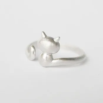 Кольца из стерлингового серебра REETI 925 пробы для женщин, кольцо с милым котом, стиль Леди, предотвращающий прохождение-серебро-ювелирные изделия