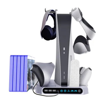 Подставка для зарядки для PS VR2 PS5, Многофункциональное охлаждающее зарядное устройство, док-станция, подставка для шлема, держатель для хранения