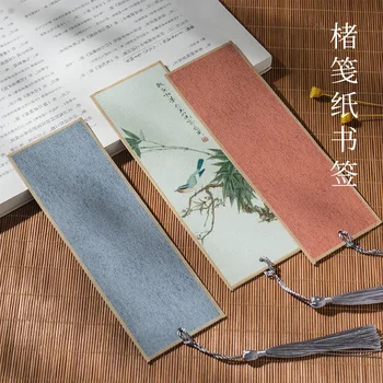 Бамбуковая бумажная закладка для творчества, пустой китайский стиль с кисточкой, картон для каллиграфии, рабочая бумага, бумажная закладка на заказ 