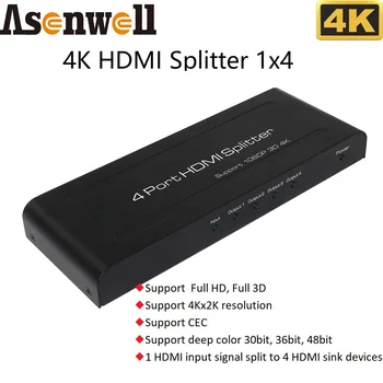 4k HDMI Разветвитель 1 В 4 Выхода Видео Аудио Разветвитель 1080P 3D FullHD с Высокой Совместимостью CEC HDMI Конвертер для TV Box PS4 Blue-ray DVD