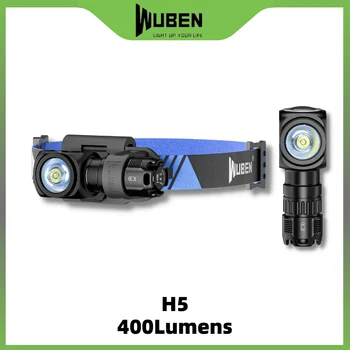 Светодиодный налобный фонарь WUBEN H5, USB перезаряжаемый фонарик, водонепроницаемая фара на 400 люмен, для кемпинга на открытом воздухе