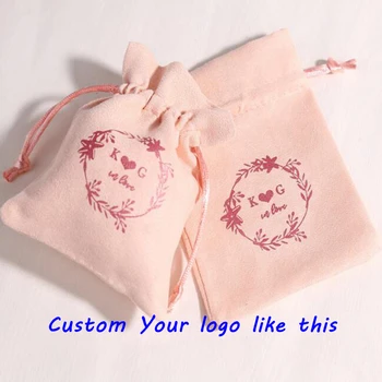 50 шт. бесплатных бархатных мешочков с логотипом на шнурке, сумка для упаковки ювелирных изделий, розовая подарочная коробка, персонализированный чехол