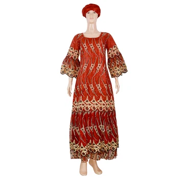 H & D Африканская Одежда Для Женщин, Традиционное Платье Bazin Riche, Кружевное Лоскутное Платье С Тюрбаном, Праздничная Одежда для Свадьбы в Рамадан