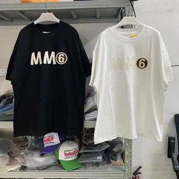 Новая футболка MM6 Margiela Для мужчин и женщин 1:1, футболки с 3D клейким принтом и коротким рукавом, топ, футболка для спортзала
