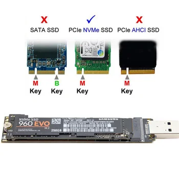 USB-адаптер NVME M.2 NVME SSD к USB 3,1 Адаптер 10 Гбит/с USB3.1 Gen 2 для M2 NVMe 2230 2242 2260 2280