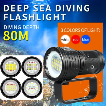 Светодиодный фонарик для дайвинга, светильник для подводного плавания, супер яркий профессиональный IPX8, мощный подводный супер яркий фонарь для подводного плавания