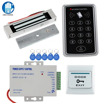 Комплекты контроля доступа RFID 125 кГц, клавиатура для открывания дверей с блоком питания DC12V, Электронный замок, 10 брелоков для домашней системы безопасности