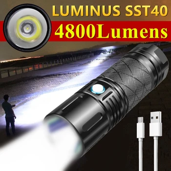 LUMINUS SST40 Самый мощный фонарик 6 режимов USB Зарядка Батарея SST20 26650 Лучший светодиодный фонарик для Кемпинга на открытом воздухе