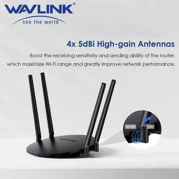 Беспроводной маршрутизатор WAVLINK Long Range 1200 Мбит/с Двухдиапазонный 5 ГГц + 2,4 ГГц WiFi 5 С поддержкой WAN/LAN 1000 Мбит/с Поддерживает режим маршрутизатора/ретранслятора