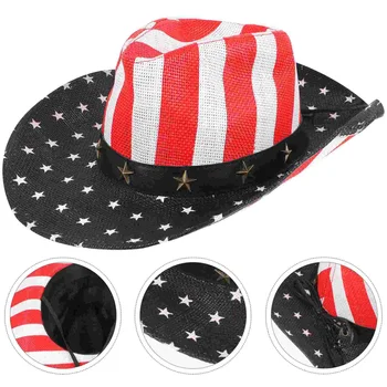 Шляпа с Патриотическим Американским Флагом, Принадлежности к Национальному дню, Западный костюм, Украшения для вечеринки 4 июля, Аксессуары