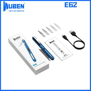 WUBEN E62 Многофункциональная ручка-фонарь USB Перезаряжаемый EDC-фонарь 3-в-1 мощностью 130 люмен, Тактическая ручка для повседневного ношения