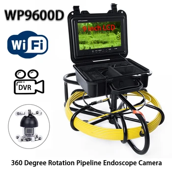 Камера для Эндоскопа трубопровода WP9600D 9-Дюймовый ЖК-дисплей с Вращением на 360 Градусов, 18 Регулируемых светодиодных ламп с Раздвижными Колесами, Кабель длиной 20/30/50 М