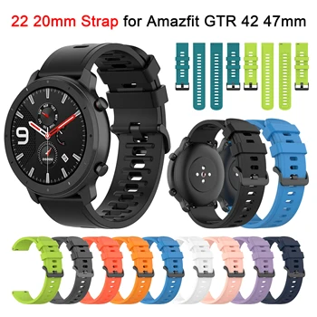 20-22 мм Силиконовый ремешок для Huami Amazfit GTR 42 мм 47 мм Ремешок для смарт-часов Huawei GT2 GT3 4246 мм Samsung watch 4 5Pro Браслет