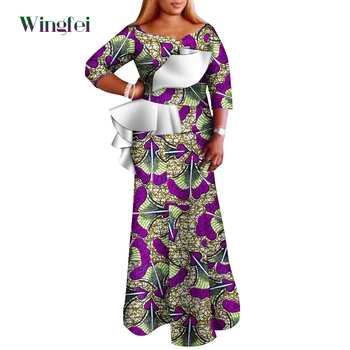 Robe Africaine Femme Анкара Модный Принт Африканские Платья для Женщин Дашики Женское Макси Длинное Плиссированное Платье Африканская Одежда Wy9512