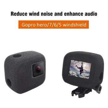 Ветрозащитный чехол с шумоподавлением из пенопласта для Gopro Hero 7 6 5, Ветровое стекло из пенопласта 2021, Черная губка для защиты камеры