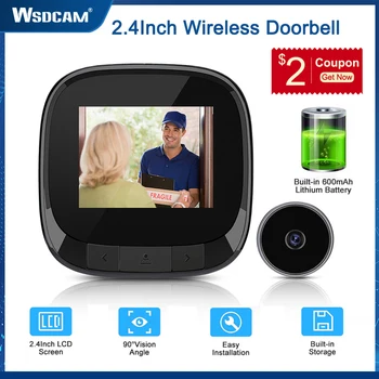 Wsdcam 2,4-дюймовая камера Дверной звонок Цифровой Глазок Смарт-камера HD Домашний электронный Глазок Наружный визуальный Дверной звонок