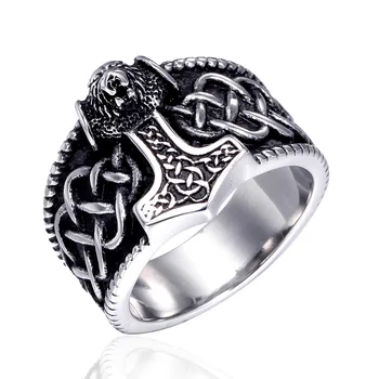 Винтажное кольцо с Молотом Тора из Титановой стали, Мужское кольцо из нержавеющей Стали, Парные кольца, ювелирные изделия, подарки