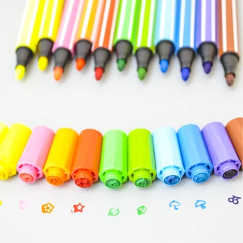 Ручка Цветной штамп, печать, моющаяся акварельная ручка, кисть 12 цветов, наборы цветных маркеров для рисования для детей