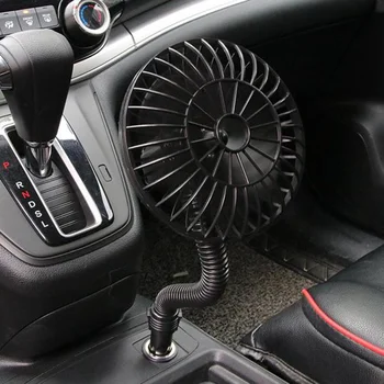12 В Портативный мини-вентилятор для электромобиля, Малошумный автомобиль, Вращающийся на 360 градусов, Регулируемые летние охлаждающие принадлежности