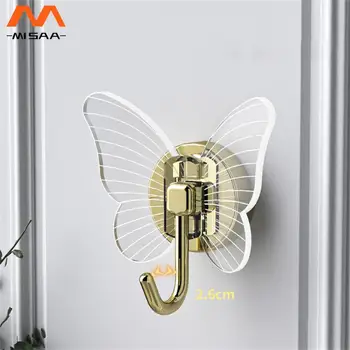 Декоративный крючок-бабочка Без сверления, прочный клей, бесследный, простая установка, не повреждает стены, компактный крючок для ванной комнаты