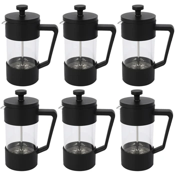 Кофеварка для приготовления чая и кофе AT14 6X French Press, 12 унций, Кофейный пресс из утолщенного боросиликатного стекла, не ржавеет и безопасен в посудомоечной машине, черный