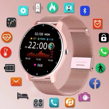 2023 Новые Смарт-часы Женские С Полным Сенсорным экраном Спортивные Фитнес-часы IP67 Водонепроницаемые Bluetooth Для Android iOS Smartwatch Женские