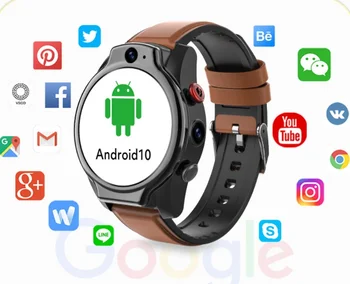 Смарт-часы 4G SIM-карта Android 10 Face ID 4G 64G 5ATM, Водонепроницаемая батарея Емкостью 1100 мАч, Двойная камера, GPS Smartwatch