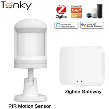 Детектор датчика движения Tenky Zigbee PIR Smart Mini Tuya Home Security Protection Smart Life Беспроводной удаленный монитор состояния