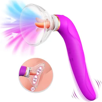 Секс-игрушка для Женщин Розовый Секс-Вибратор с 10 Вибраторами для Лизания языка, Сексуальные Игрушки для Взрослых, Сосущие Вибраторы для Рта, Клиторальные
