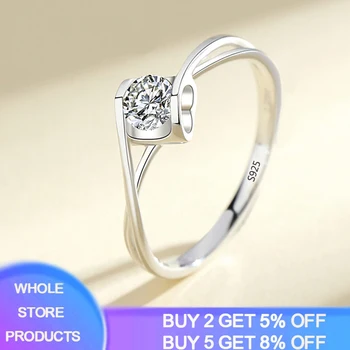 YANHUI Romantic Heart Design, Маленькое кольцо с цирконом 0,3 карата, Тибетские серебряные ювелирные изделия, Обручальные кольца Для женщин, подарок KR0462