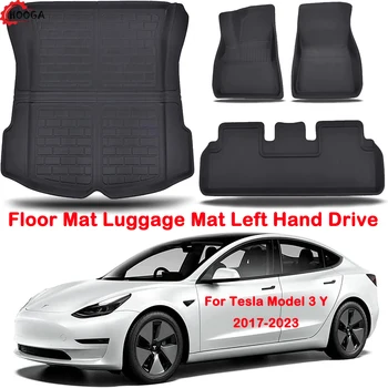 Tesla Model 3 Y 2017-2023 Всепогодный Водонепроницаемый Коврик для пола, Коврик для багажа, Обновленный, Без запаха, Прочный Вкладыш для коврика для левостороннего вождения