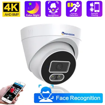 Комплект купольной камеры видеонаблюдения AHD 8MP 4K-N 24h С теплым Освещением Для распознавания лиц, Полноцветный Домашний монитор ночного видения, Система безопасности
