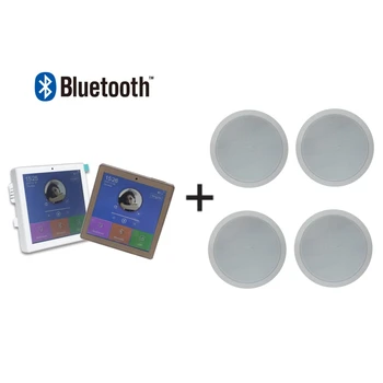 Bluetooth/USB 4-Канальный 25 Вт Сенсорный Экран Домашняя Аудио Фоновая Музыкальная Система Настенный Усилитель с 4 Частями 6-Дюймового Потолочного Динамика