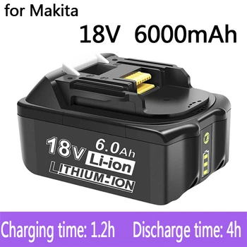 100% Оригинальная Аккумуляторная Батарея Makita 18V 6.0Ah для Электроинструментов со светодиодной литий-ионной Заменой LXT BL1860B BL1860 BL1850