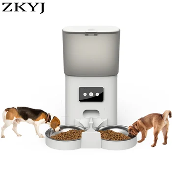 ZKYJ 6L 4L Автоматическая кормушка для домашних животных, Аксессуары для диспенсера кошачьего корма, дистанционное управление, Умный WiFi, Автоматическая кормушка для кошек, собак, сухой корм для домашних животных