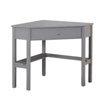 Антикварный серый угловой письменный стол в винтажном стиле: Коллекция Ellen - Угловой письменный стол Ellen в античном сером цвете
