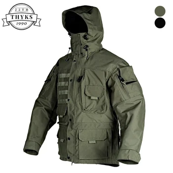 Мужская Военная тактическая куртка, износостойкая водонепроницаемая съемная кепка с несколькими карманами, куртки-бомберы, Ветрозащитное боевое походное пальто