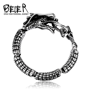 BEIER Новый крутой браслет в стиле панк с изображением дракона и животных для мужчин из нержавеющей стали 316, мужские ювелирные изделия высокого качества BC8-001