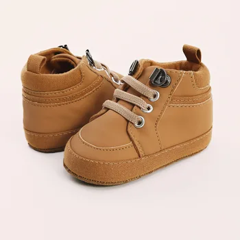 Koovan/ Детская Кожаная обувь; Новинка 2021 года; Детская обувь с высоким берцем для мальчиков и девочек; Ботинки с мягкой подошвой для малышей; Детский Многоцветный Первопроходец;