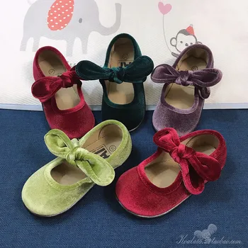 Детская обувь ULKNN для девочек, бархатные туфли принцессы Мэри Джейн, балетные туфли ручной работы, тканевые туфли на мягкой подошве, детская обувь