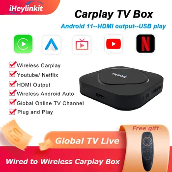 Беспроводной Carplay Box Global TV Live Android Автоматический Адаптер Android 11 Netflix YouTube Play HDMI выход USB Накопитель для VW Honda Ford