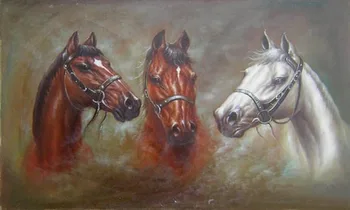 Ручная роспись, высококачественная красивая картина маслом лошади на холсте, Картины с головами животных ручной работы, лошади для украшения стен