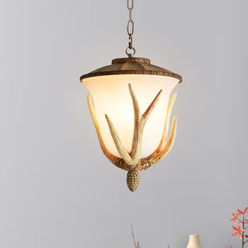 Юго-Восточная Азия Винтажный Персонализированный Подвесной светильник из Античной смолы с одной головкой, светильник для ресторана, кафе, стеклянная люстра из оленьего рога